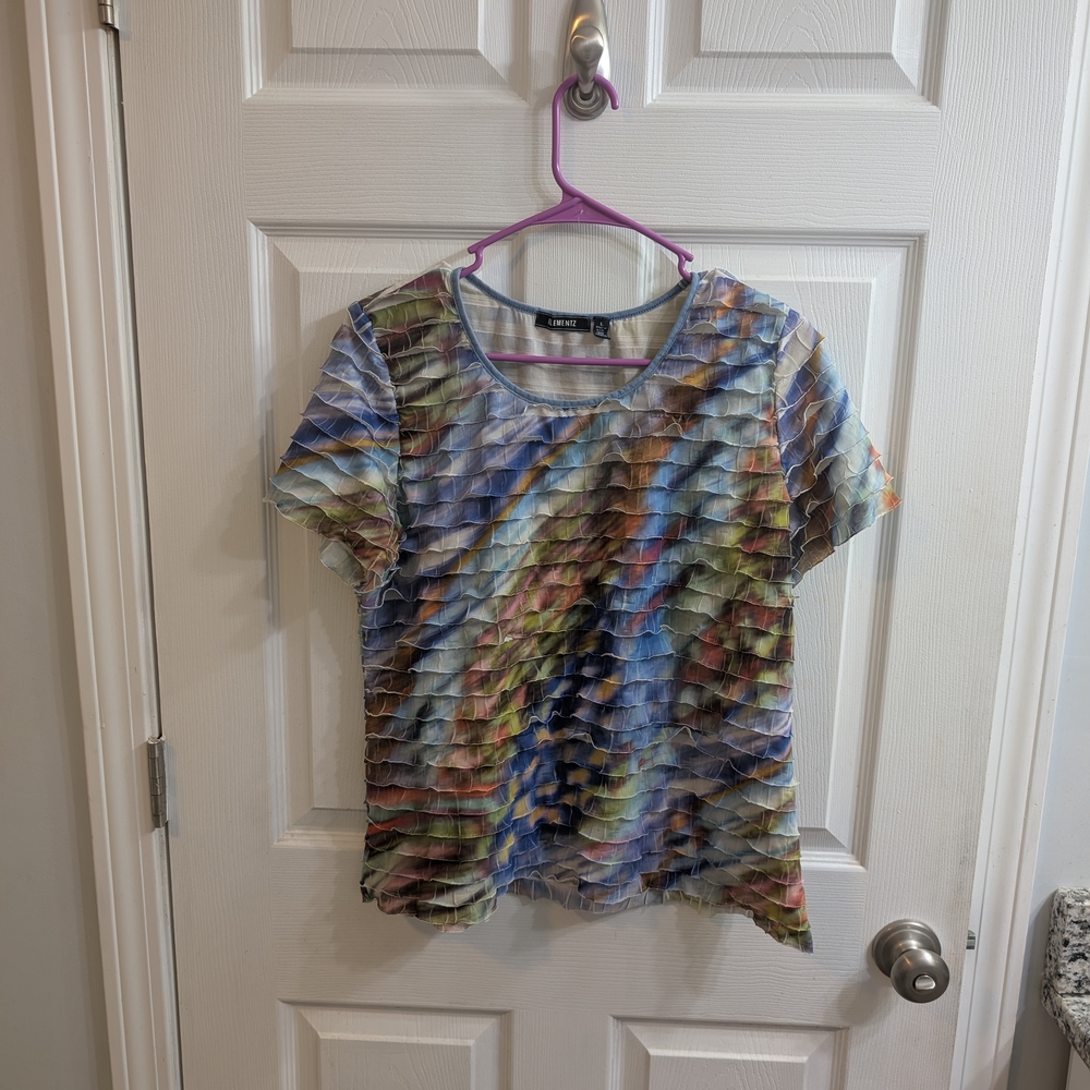 Elementz‎ Tiered Crepe Ruffle Cap Sleeve Top - Size L